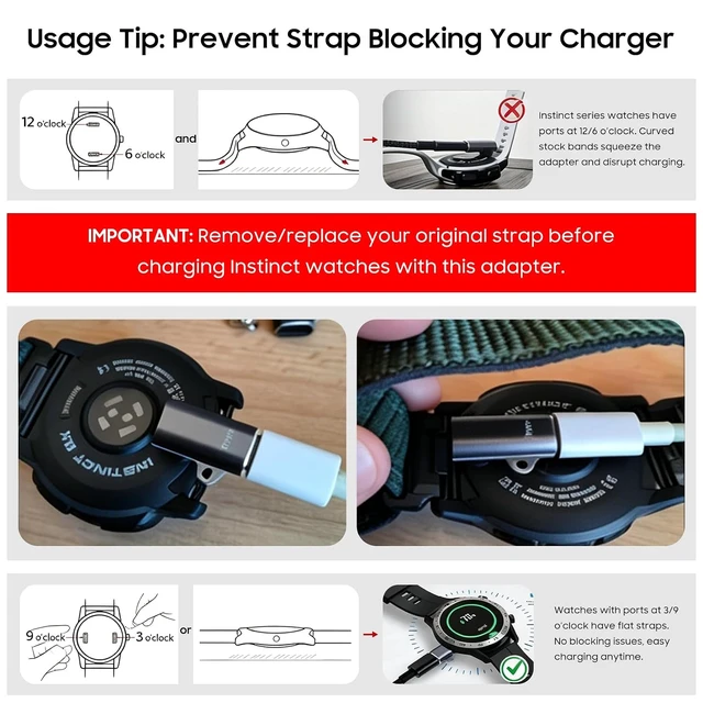 Alt view image 5 of 7 - for Garmin Watch Charger Cable & USB C to Garmin Charger Adapter L-Shape