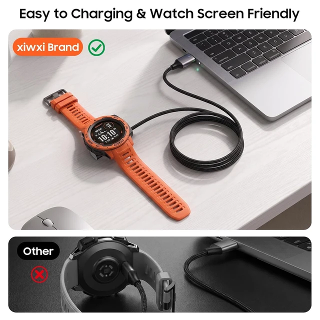 Alt view image 7 of 7 - for Garmin Watch Charger Cable & USB C to Garmin Charger Adapter L-Shape