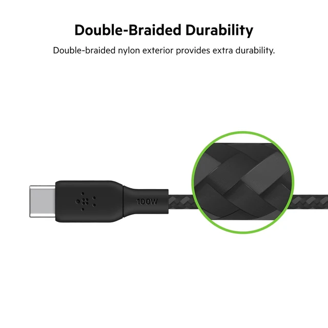 Alt view image 4 of 7 - USB C to C 100W Braided Cable 6.6ft iPhone Charger Cord