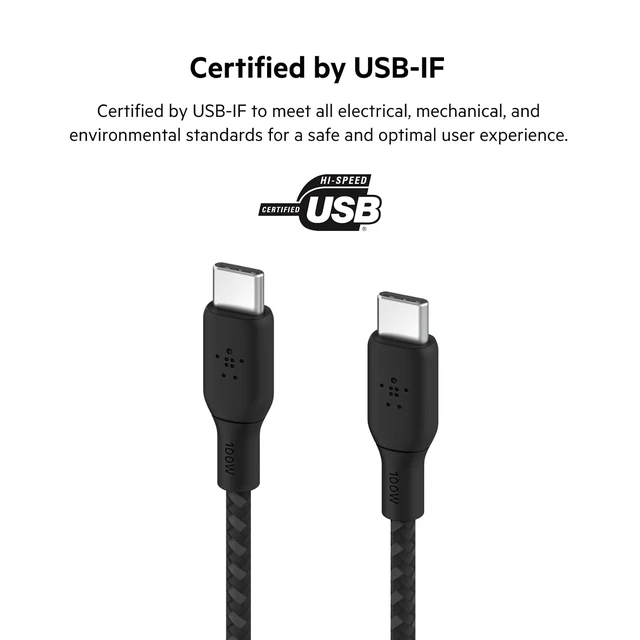 Alt view image 6 of 7 - USB C to C 100W Braided Cable 6.6ft iPhone Charger Cord