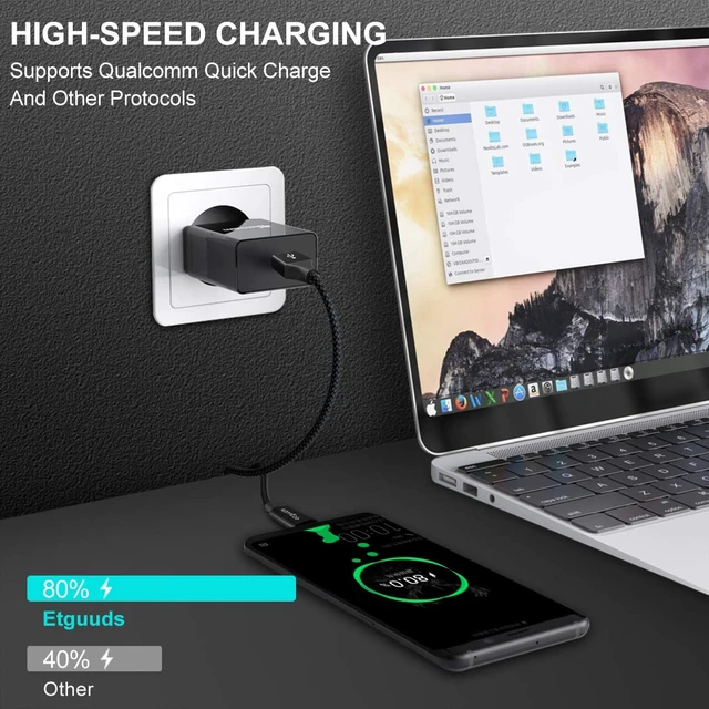Alt view image 4 of 7 - USB to USB C Cable 1ft 2-Pack USB A to USB C Charger Cord Type C