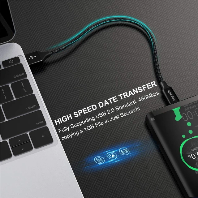 Alt view image 5 of 7 - USB to USB C Cable 1ft 2-Pack USB A to USB C Charger Cord Type C