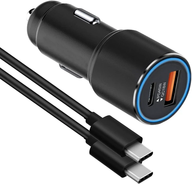 Main image of 63W USB C Car Charger with Cable for Google Pixel 10 Pro XL 10A 9 9A 8 8A 7 6 5 Galaxy A24 A14 A53 5G A33 A23 A13 A52 A32 A42 A04 A05 A06 Z Filp 4 5 6 7 12V Cigarette Lighter Adapter USB C 45W