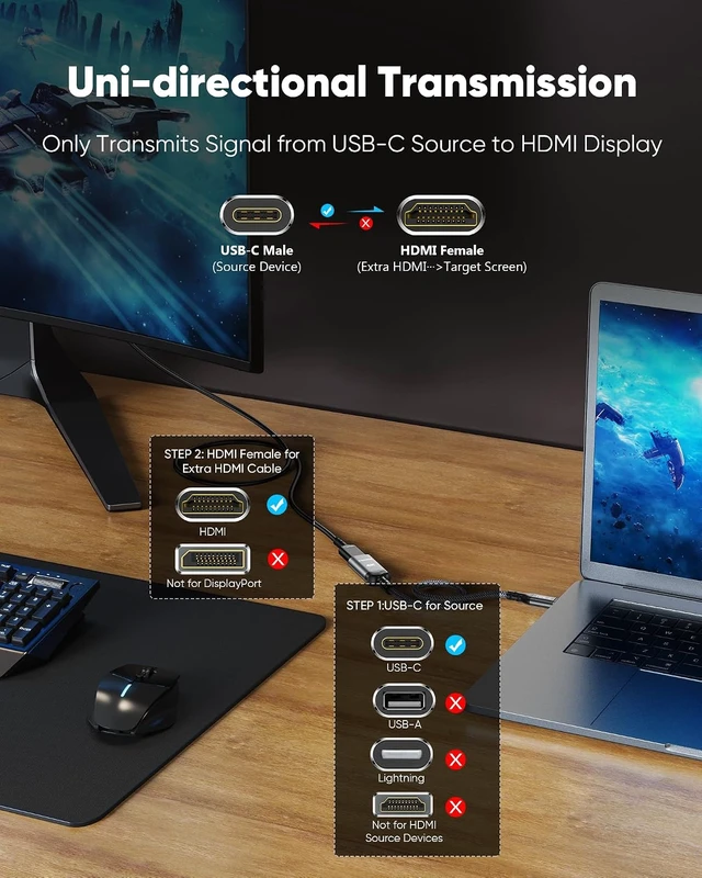 Alt view image 4 of 7 - USB C to HDMI Adapter for Home Office (4K@60Hz) for Laptop