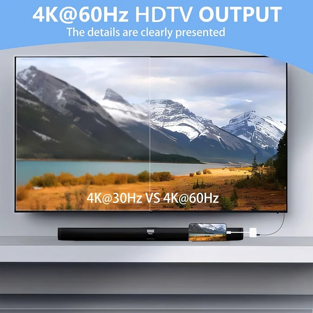 Alt view image 4 of 7 - USB C to HDMI for TV 4K@60Hz Type C to Adapter with Charging Port iPhone to Hdmi to USB C Adapter Compatible for iPhone 16/15 Series/iPad Pro/Galaxy/MacBook Pro to HDTV Projector