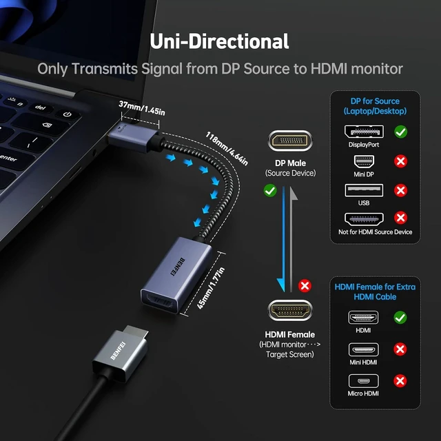 Alt view image 3 of 7 - 4K DisplayPort to HDMI Adapter Cable 2 Pack