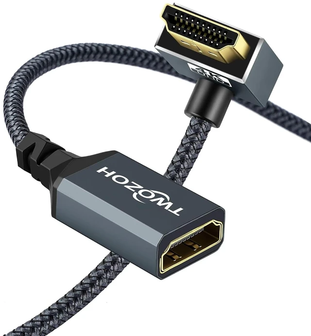Main image of HDMI Extension Cable 1FT 90 Degree Down Angle Male to Female Cord HDMI 2.0 Cable Adapter Support 4K@60Hz 3D HDR