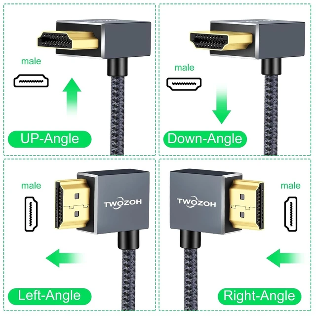 Alt view image 3 of 7 - HDMI Extension Cable 3.3FT 90 Degree Up Angle Male to Female Cord HDMI 2.0 Cable Adapter Support 4K@60Hz 3D HDR