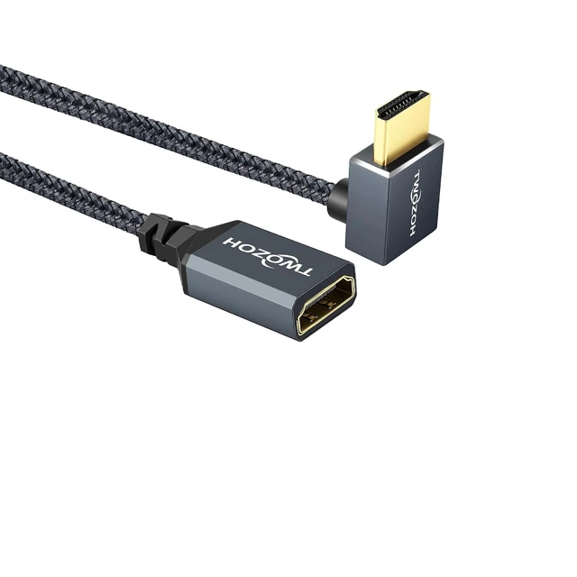 Alt view image 7 of 7 - HDMI Extension Cable 1FT 90 Degree Down Angle Male to Female Cord HDMI 2.0 Cable Adapter Support 4K@60Hz 3D HDR