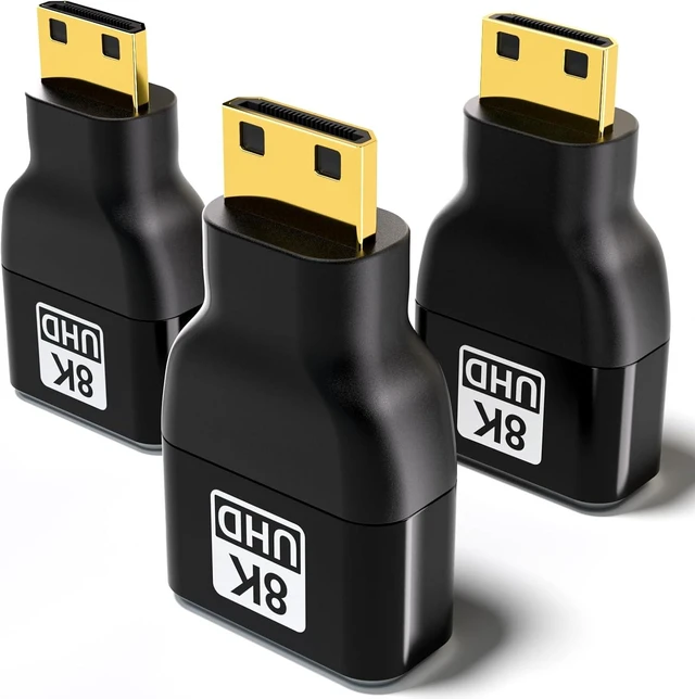 Main image of Mini HDMI to HDMI Adapter 8K@60Hz 4K@144Hz Gold-Plated Converter (3-Pack)