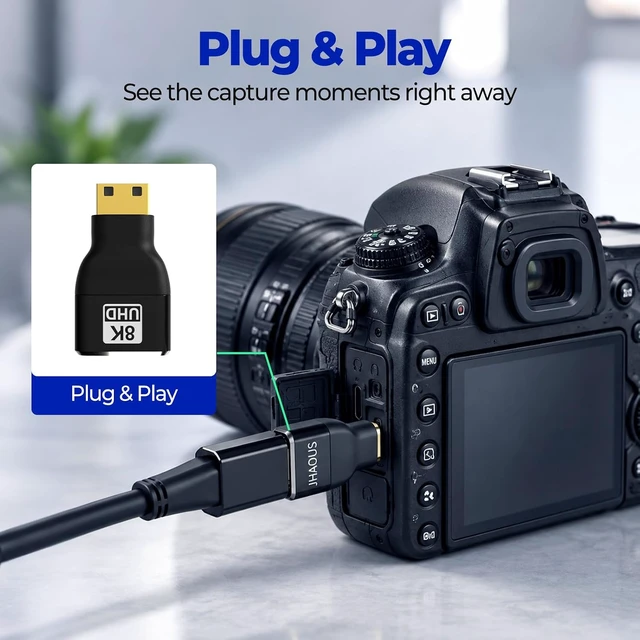 Alt view image 5 of 7 - Mini HDMI to HDMI Adapter 8K@60Hz 4K@144Hz Gold-Plated Converter (3-Pack)