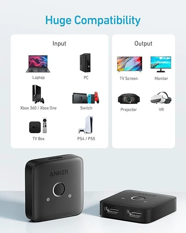 Alt view image 5 of 6 - HDMI Switch 2 in 1 Out HDMI Switcher Monitor Switch with 4K@60Hz
