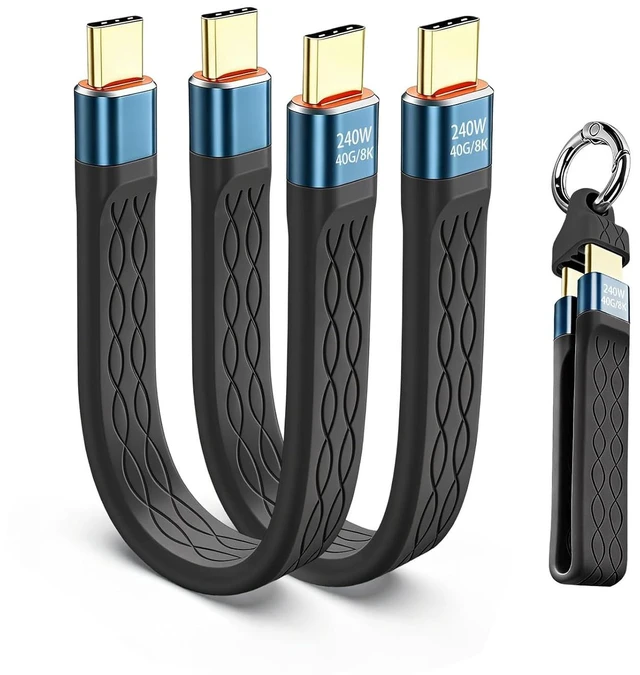 Main image of Short USB-C Cable 5.3 Inch 40Gbps Thunderbolt 4 USB4 8K Video 240W PD Fast Charging Cord for MacBook iPhone