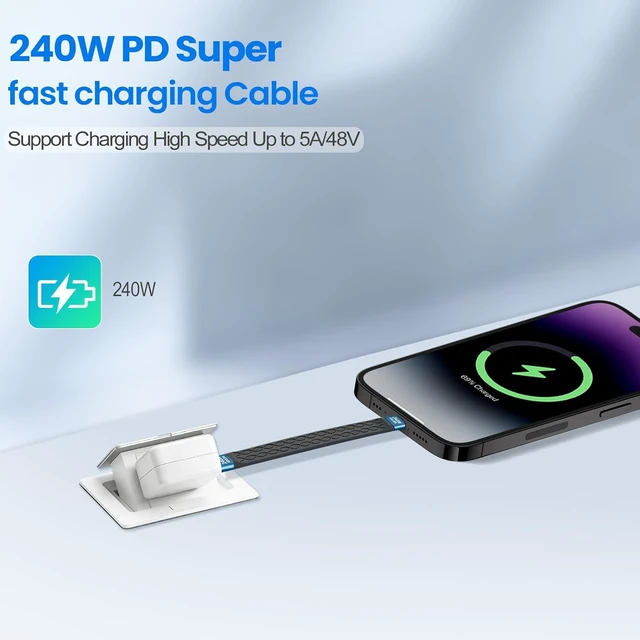 Alt view image 4 of 7 - Short USB-C Cable 5.3 Inch 40Gbps Thunderbolt 4 USB4 8K Video 240W PD Fast Charging Cord for MacBook iPhone