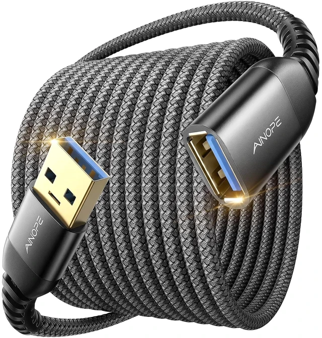 Main image of USB Extension Cable 10FT USB 3.0 Extender Male to Female Cord Black