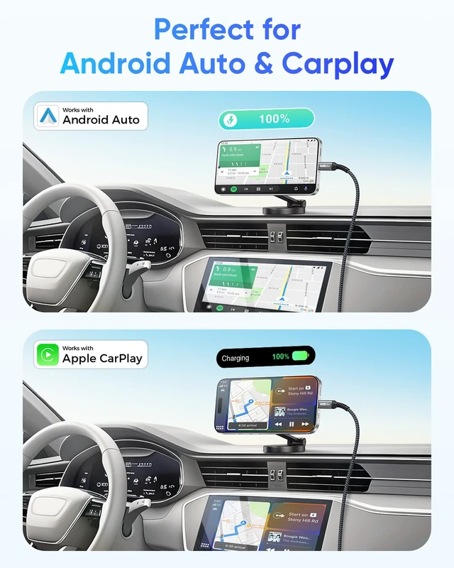 Alt view image 3 of 7 - 10Gbps Android Auto USB C Cable 1.5FT 3A USB 3.1 Gen 2 Fast Charge & Data Transfer USB C CarPlay Cable Compatible with iPhone 17/16/15 Pro Max T7 Galaxy S23 S22 Ultra Note 20
