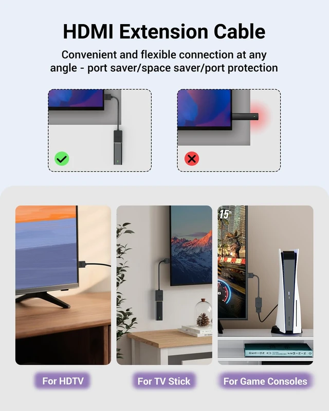 Alt view image 2 of 7 - 4K HDMI Extension Cable Male to Female Adapter Short HDMI Extender 3D