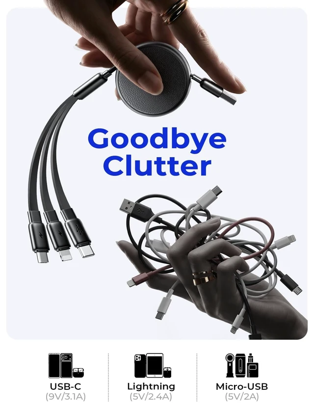 Alt view image 3 of 7 - Multi Charging Cable Retractable Car Charger for Multiple Devices