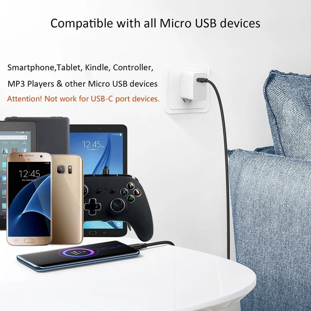 Alt view image 5 of 6 - USB-A to Micro Charging Cable 3.3ft USB 2.0 Charger Cord 1-Pack