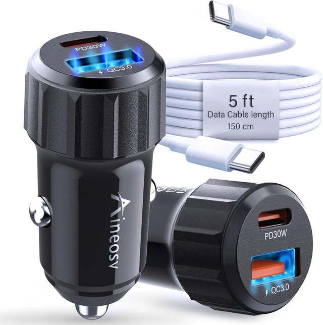 Main image of USB C Car Charger 2-Pack 52.5W Cigarette Lighter USB Adapter