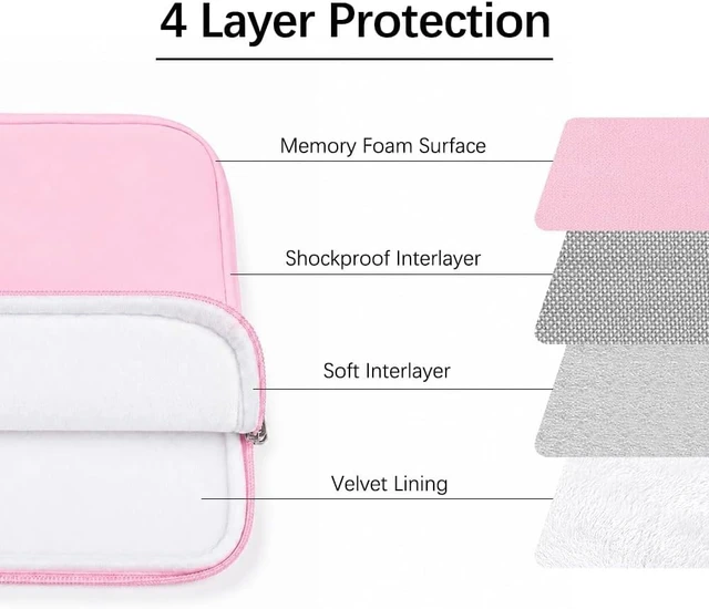 Alt view image 5 of 7 - Laptop Sleeve for MacBook Neo/Air/Pro 13 inches A18/M5/M4/M3/M2/M1 Chip 2026-2020 A3404 A3449 A3240 A3113 with 2 Pockets Tablet Bag Case Accessories (Bright Blush Pink)