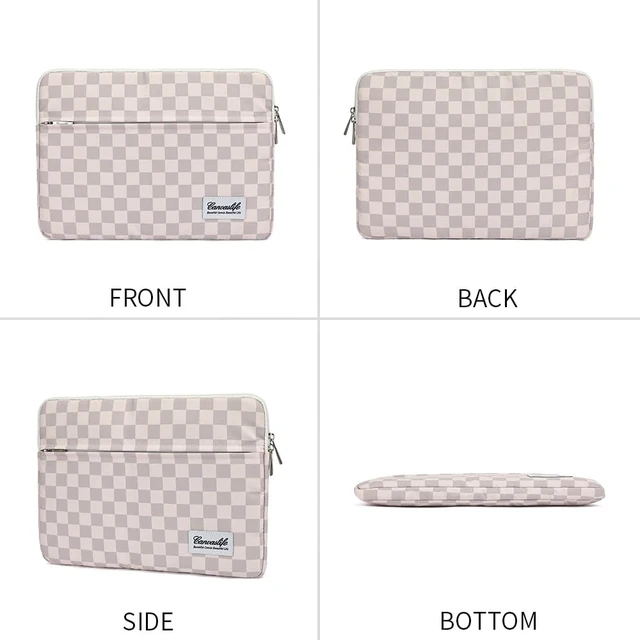 Alt view image 4 of 6 - Canvaslife Neutral Checker Pattern Laptop Sleeve Case Cover with Pocket for MacBook Pro 14 inch and 14 inch-14.4 inch Notebook Computer