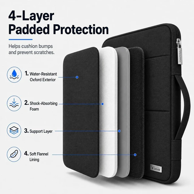 Alt view image 3 of 7 - 13.3-13 Inch Laptop Sleeve Laptop Case MacBook Case Black