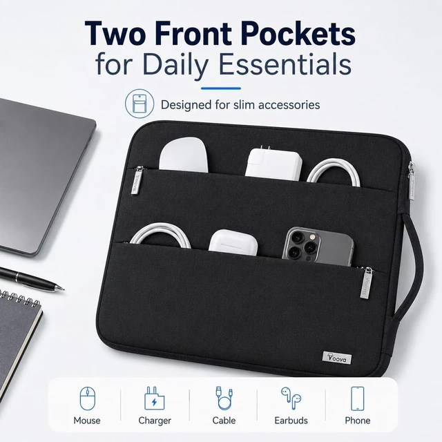 Alt view image 4 of 7 - 13.3-13 Inch Laptop Sleeve Laptop Case MacBook Case Black