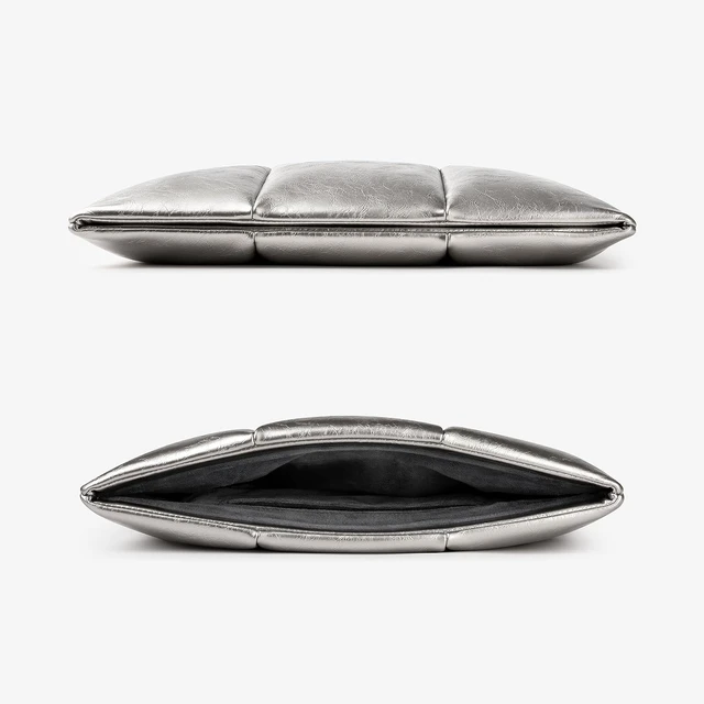 Alt view image 2 of 6 - Puffy Laptop Sleeve 15 Inch 16 Inch Quilted Puffer Laptop Carrying Case Pillow Pouch Compatible for MacBook Air 15 in M4 2025 & MacBook Pro 16 in M4 2024 Silver