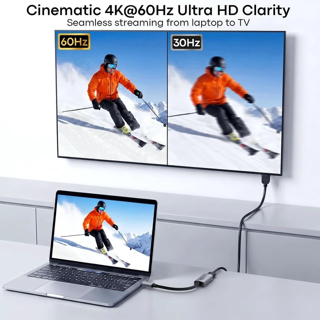 Alt view image 2 of 7 - 4K@60Hz USB C to HDMI Adapter Thunderbolt 3/4/5 Support for Laptop
