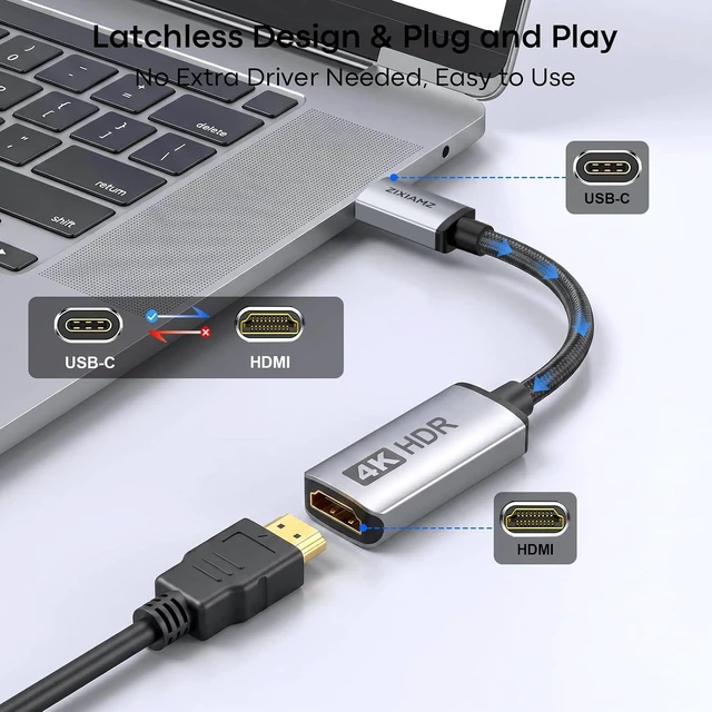 Alt view image 6 of 7 - 4K@60Hz USB C to HDMI Adapter Thunderbolt 3/4/5 Support for Laptop
