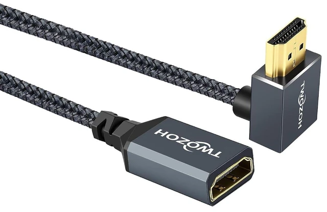 Alt view image 7 of 7 - HDMI Extension Cable 3.3FT 90 Degree Up Angle Male to Female Cord HDMI 2.0 Cable Adapter Support 4K@60Hz 3D HDR