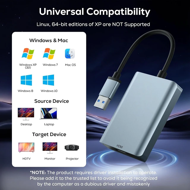 Alt view image 2 of 7 - USB to HDMI Adapter USB 3.0 to HDMI Converter 1080P USB HDMI Display Adapter for Laptop Desktop Monitor & Projector Extend & Mirror Screen Compatible with Windows 7/8/8.1/10/11