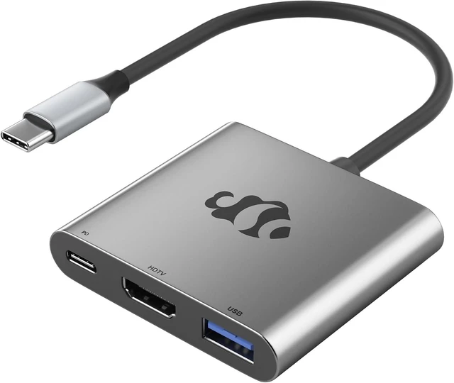 Main image of NIMO 3-in-1 USB C Hub, Portable Adapter Multiport Accessories with 4K HDMI Output, 100W PD Fast Charging, USB 3.0 Port, Plug and Play Digital AV Converter for Switch, Tablets, Monitor and More