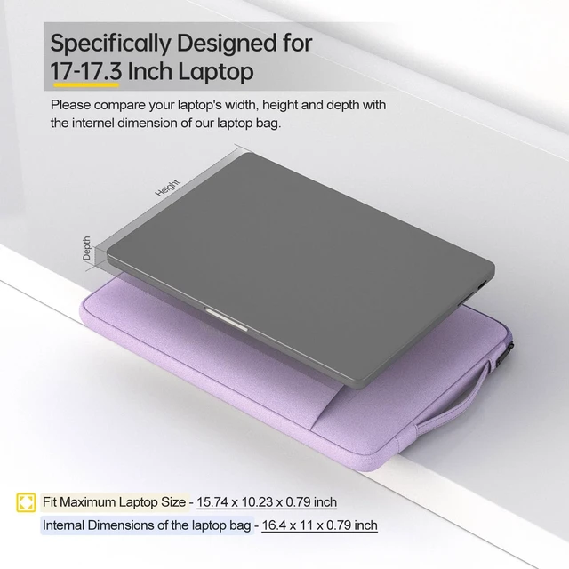 Alt view image 2 of 7 - 17 17.3 inch Laptop Bag for Women Computer Sleeve Case Compatible with Pavilion 17/ Envy 17/ / IdeaPad/LG Gram/MSI/ Notebook/Razer Blade Pro 17 Purple