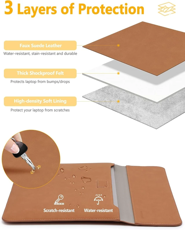 Alt view image 3 of 7 - 13.3-14 Inch Laptop Case Sleeve with Stand Feature Brown