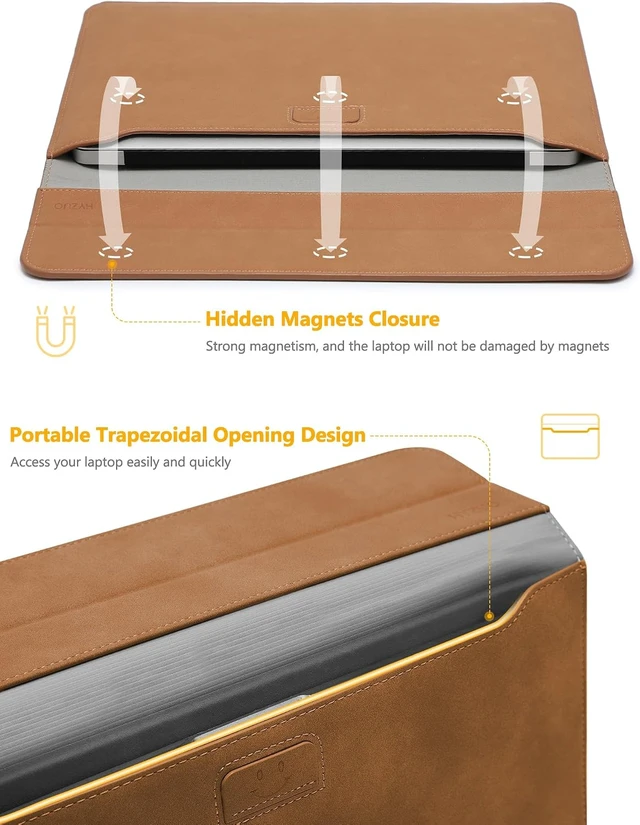 Alt view image 4 of 7 - 13.3-14 Inch Laptop Case Sleeve with Stand Feature Brown