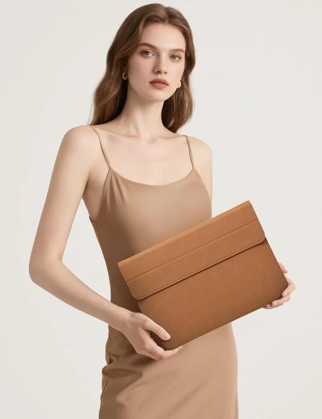 Alt view image 7 of 7 - 13.3-14 Inch Laptop Case Sleeve with Stand Feature Brown