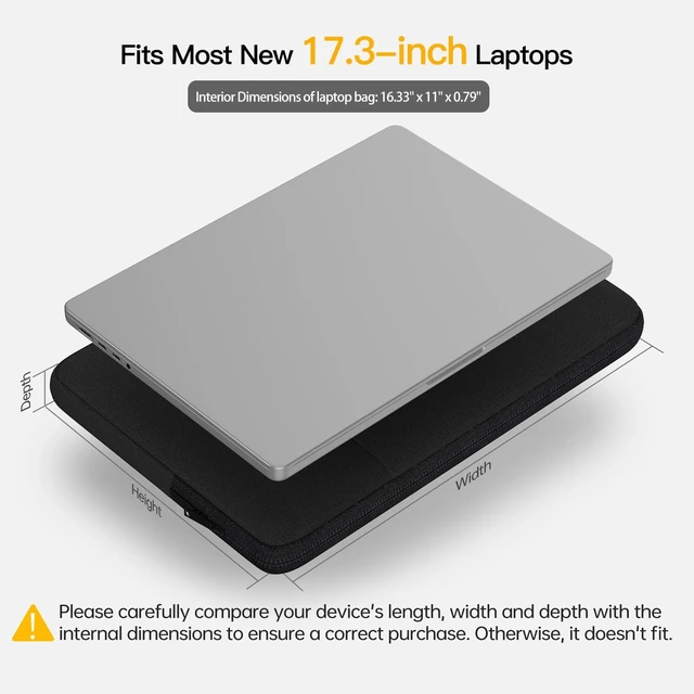 Alt view image 2 of 7 - 17.3 inch Laptop Sleeve Case Water-Resistant Computer Bag Accessory Pocket
