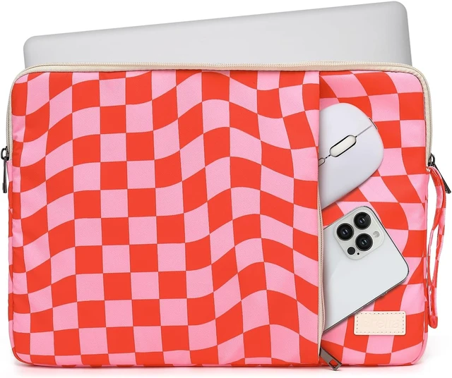 Alt view image 2 of 7 - Laptop Sleeve 13.3 inch14 Inch 15.6inchWater Resistant Traveling Computer Cover with Handle Shockproof Protective Carrying Laptop Case (Y8-Pink Checker 14 inch)