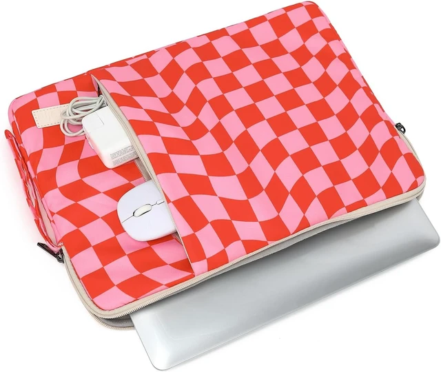 Alt view image 4 of 7 - Laptop Sleeve 13.3 inch14 Inch 15.6inchWater Resistant Traveling Computer Cover with Handle Shockproof Protective Carrying Laptop Case (Y8-Pink Checker 14 inch)