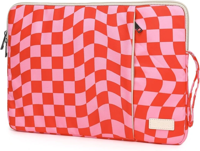 Alt view image 6 of 7 - Laptop Sleeve 13.3 inch14 Inch 15.6inchWater Resistant Traveling Computer Cover with Handle Shockproof Protective Carrying Laptop Case (Y8-Pink Checker 14 inch)