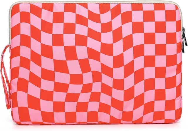 Alt view image 7 of 7 - Laptop Sleeve 13.3 inch14 Inch 15.6inchWater Resistant Traveling Computer Cover with Handle Shockproof Protective Carrying Laptop Case (Y8-Pink Checker 14 inch)