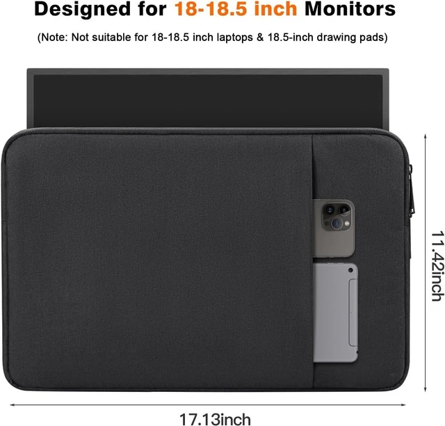 Alt view image 2 of 7 - Portable Monitor Case 18.5 inch Padded Shockproof Protective Carrying Sleeve for Most 18.5 Portable Monitors Water-Resistant Monitor Display Bag Cover with Accessory Pocket -Black