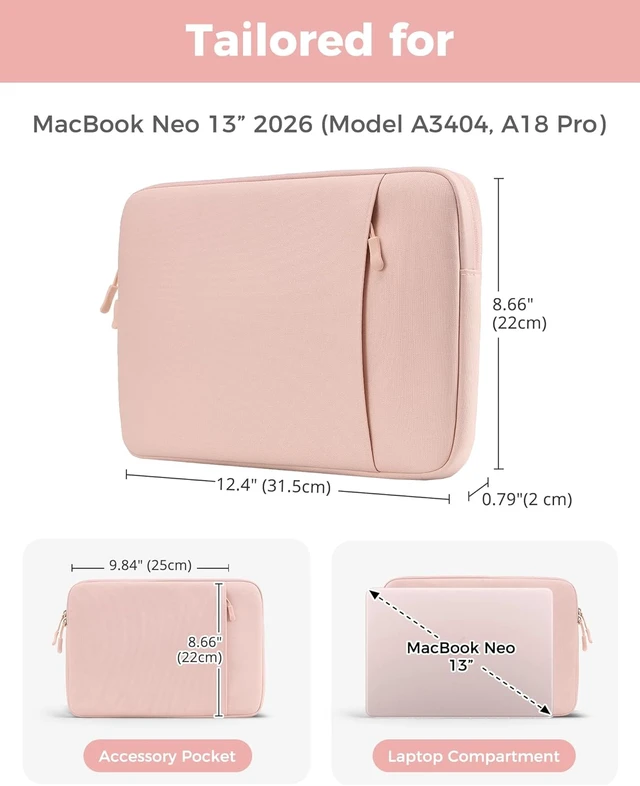 Alt view image 2 of 6 - MacBook Neo 13 Inch Sleeve for 2026 (A3404 A18 Pro)