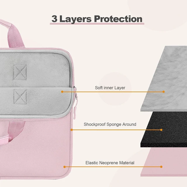 Alt view image 3 of 7 - Laptop Case 13.3 inch 13-13.3 inch Laptop Sleeve Bag Pink