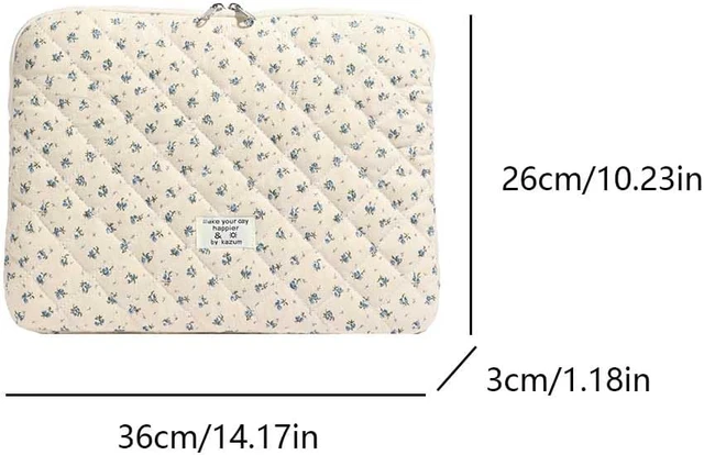 Alt view image 6 of 6 - Cute Laptop Sleeve 13-15 inch Laptop Case Aesthetic Quilted Laptop Sleeve Computer Bag with Flower Printing for MacBook (A-Blue 13inch)