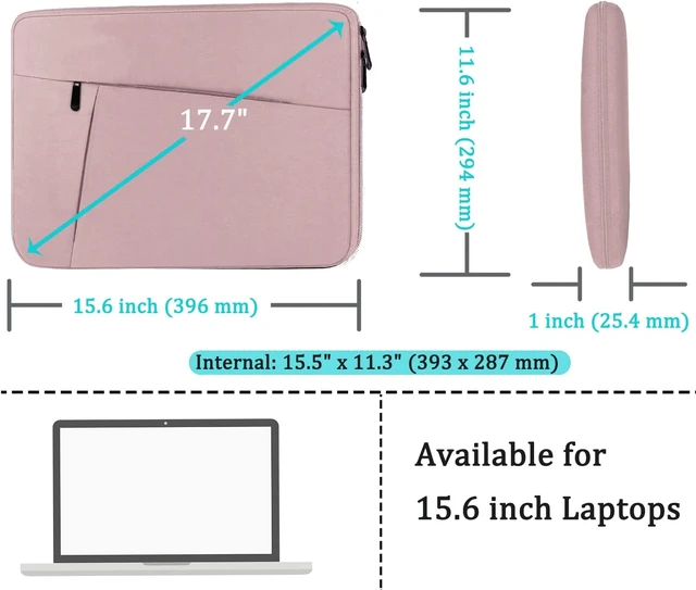 Alt view image 5 of 7 - 15.6 inch Laptop Sleeve Shockproof Protective Computer Cover Pink