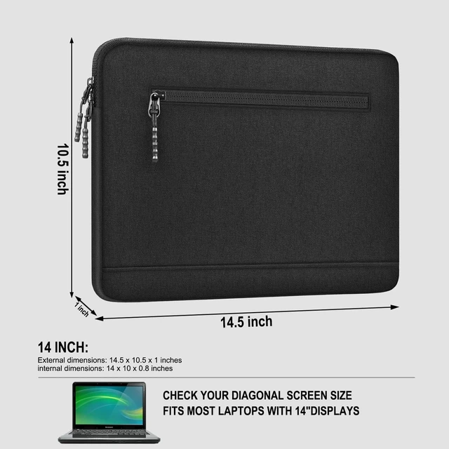 Alt view image 3 of 7 - Laptop Sleeve 14 inch Shockproof Protective Computer Case with Front Pocket Water Resistant Durable Traveling Laptop Carrying Bag Compatible for MacBook Air/Pro Black