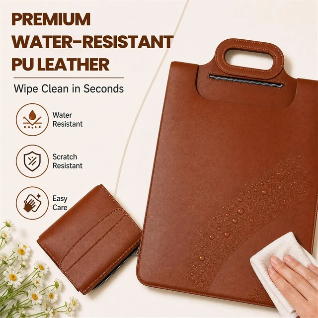 Alt view image 6 of 7 - Wireless Charging Laptop Bag for 16-Inch Laptops Foldable Desk Mat Brown